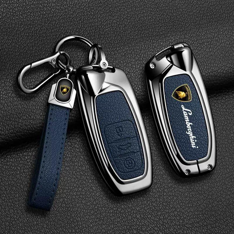 Luxry Leather Zinc Alloy Remote Car Key Cover Protective Case Shell for Lamborghini Urus / Huracan / Aventador Car Accessories ZZ555