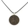 Stones and Minerals. Necklace Coin United Kingdom 1 Penny Victoria ""old Head"" Black Cord.