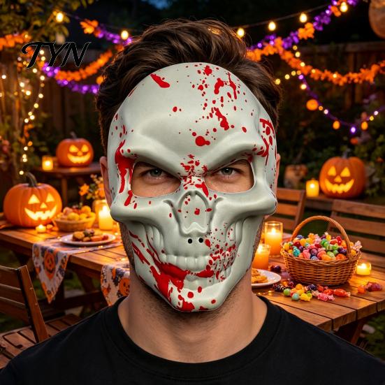 Haunted House Cosplay Accessories Day of The Dead Skull Masque, Halloween Sugar Full Face Unique Photo Prop for Parties Masquerade Party