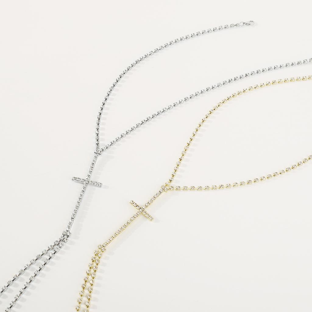 Sexy Halter Neck Body Chain For Women Fashionable Diamond Claw Chain Cross Chest Chain Nightclub Street Shooting Accessories