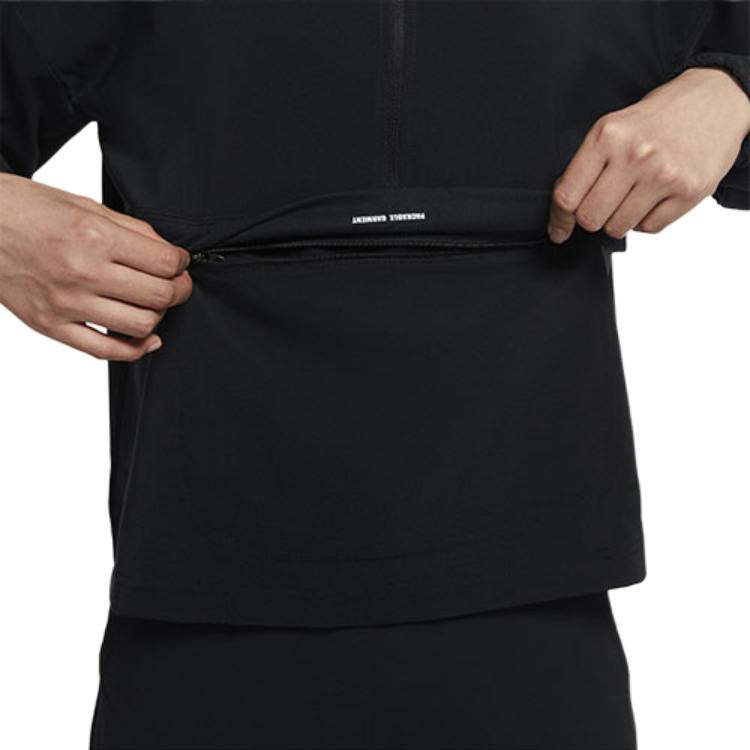 Nike Компактный женский тканый тренировочный топ American Vintage с половиной молнии, который можно сложить в карман, черный DA0384-010