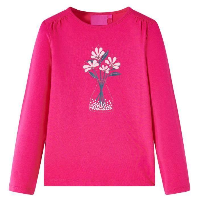Children's Long-sleeved T-shirt with Floral Print 2 Colors and 5 Sizes Available