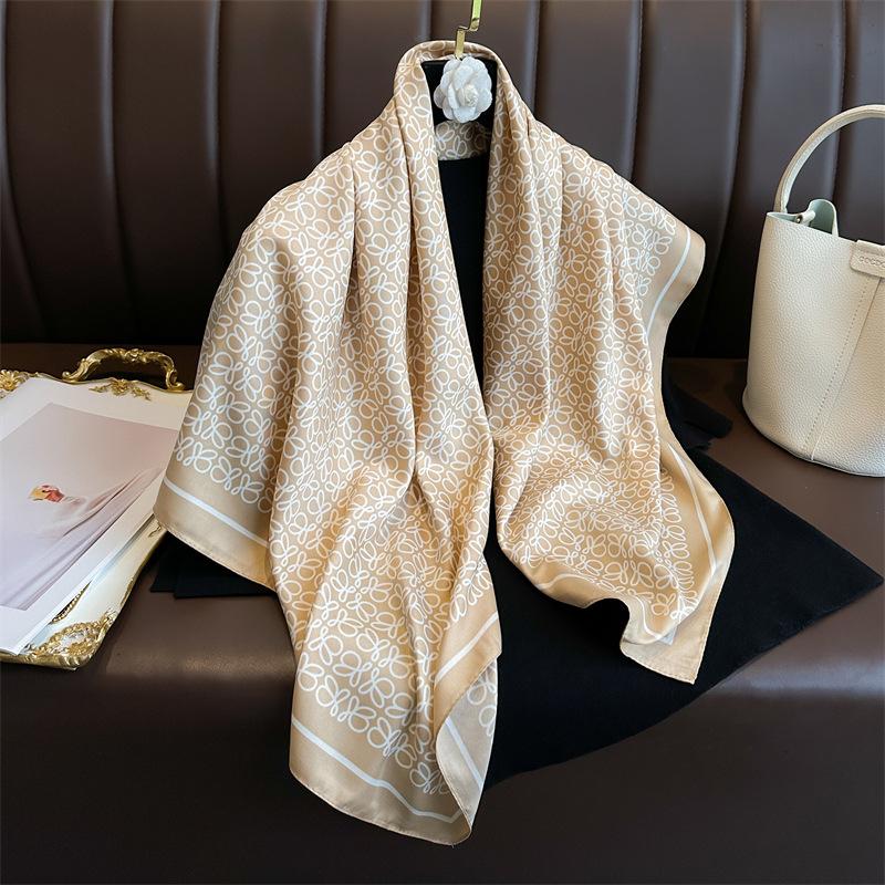 90 * 90cm New Twill Silk Simple Sun Protection Warm Large Square Scarf Shawl Headscarf For Women