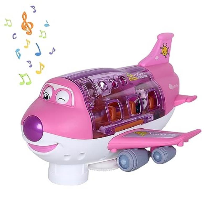 360° Rotating Electric Plane Airplane Toys for Kids Bump and Go Action Toddler Toy Plane with LED Flashing Light Sound for Boys