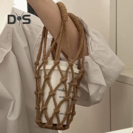 Сумка-слинг ручной работы, многоразовый держатель для кофейных чашек, переноска для холодного заваривания чая, декоративные чехлы для чашек с водой