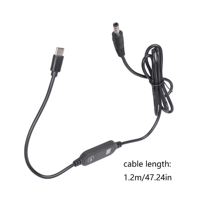 120cm Long Type C To DC5.5x2.5mm Cable 5V 9V 12V Output Adjustable Power with Display For Camera Speaker System