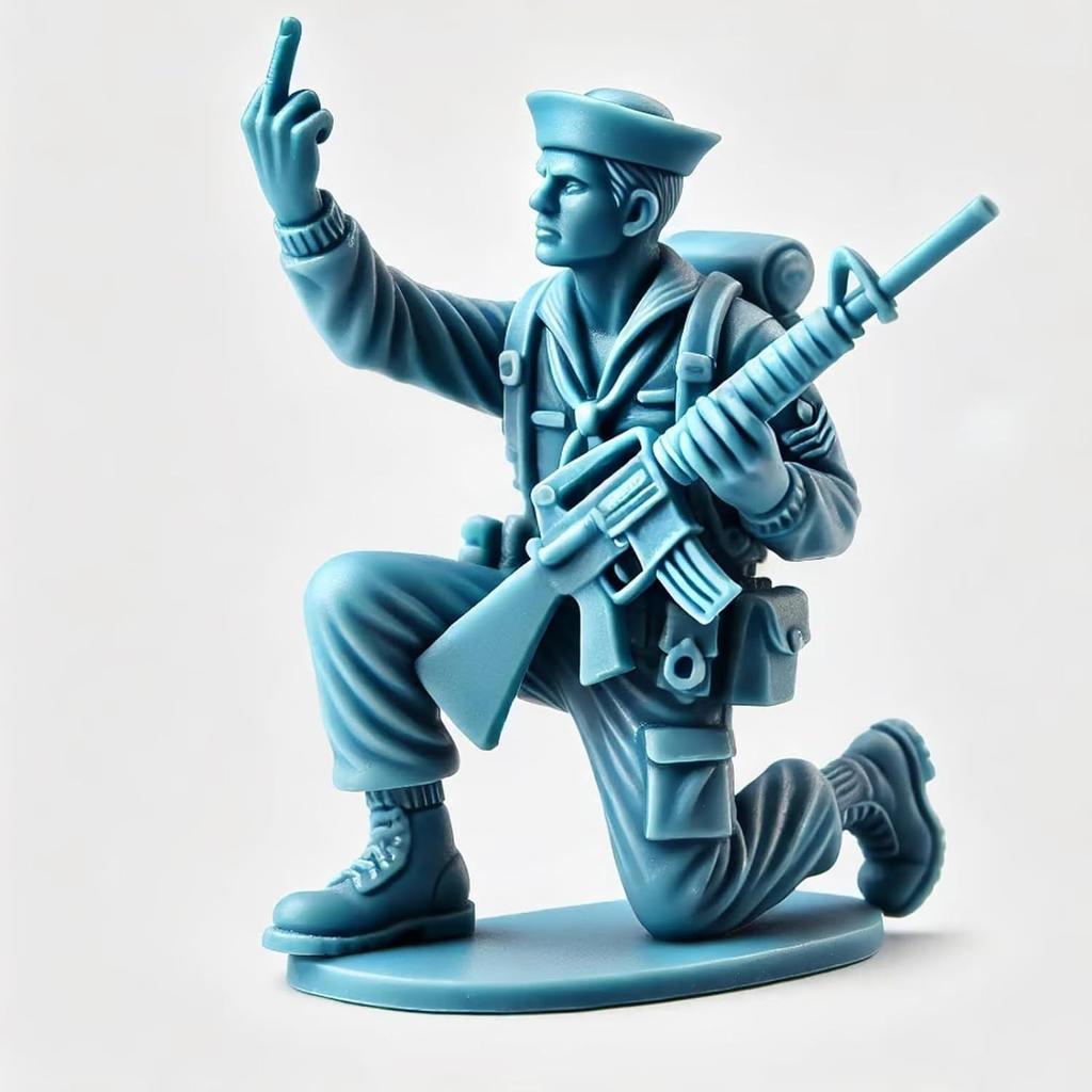 Funny Green Army Men Soldier Charge Ornament Funny Ornament Doll Design Middle Finger