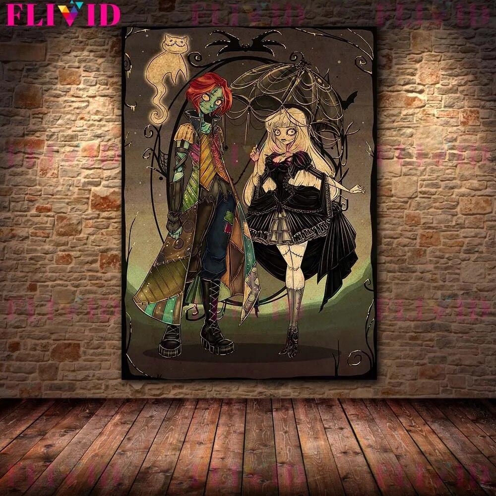 Грибная фея и зомби девушка готический художественный постер и принты украшение дома кровь ведьма настенная живопись холст без рамки