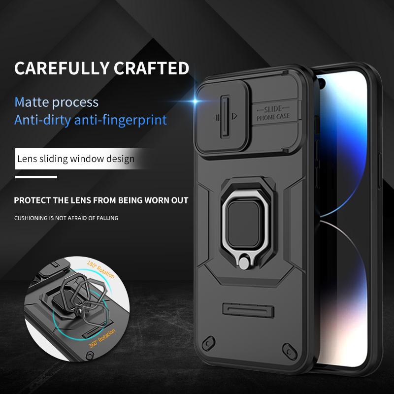 Fundas For iPhone 14 Pro Max Case Противоударный бронированный чехол Slide Lens Protective Back Coque для Apple iPhone 13 14 15 Plus Phone Cover