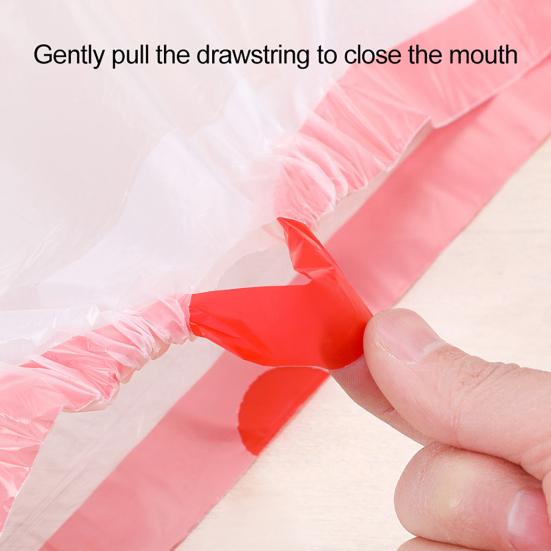 20Pcs/Roll Garbage Bag Leak-proof Strong Load-bearing Drawstring Tie Design Disposable Portable Automatic Closing Waste Bag Office Supply