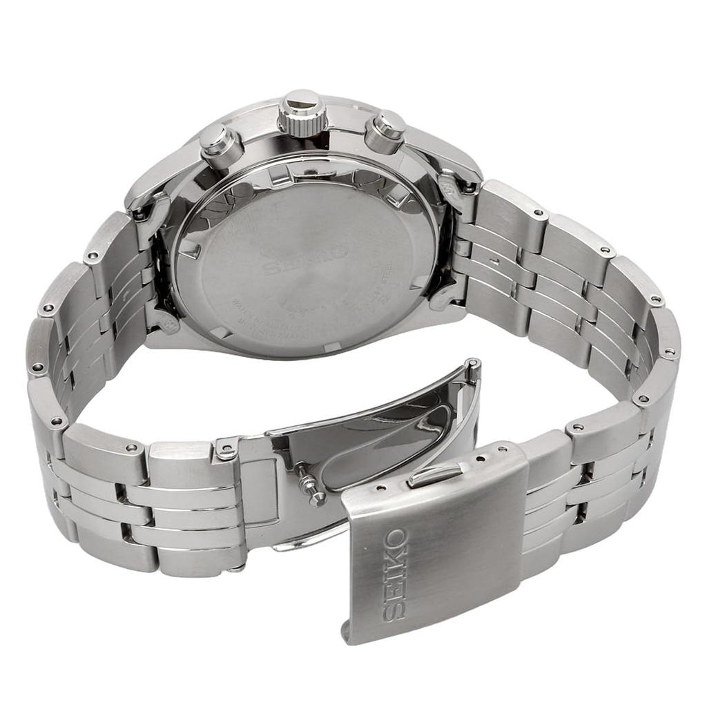 Seiko Кварцевые часы с хронографом Модель SSB427P1 Серебристый Синий Циферблат Нержавеющая сталь 10 ATM Дизайн