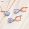 Fashion Water Drop Crystal Jewelry Sets Rose Gold Color Dangle Earrings For Women Trendy Pendant Necklace Gift
