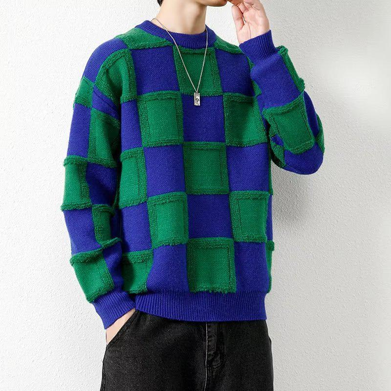 2023 Autumn/Winter Men's Korean Style Loose Knit Round Neck Sweater - Youthful Design