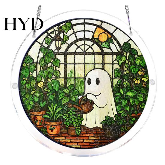 Halloween Puzzle Suncatcher Acrylic Jigsaw Suncatcher, Stained Glass Style DIY Sun No Glue Tools Catcher Puzzles, Gothic Window Hanging