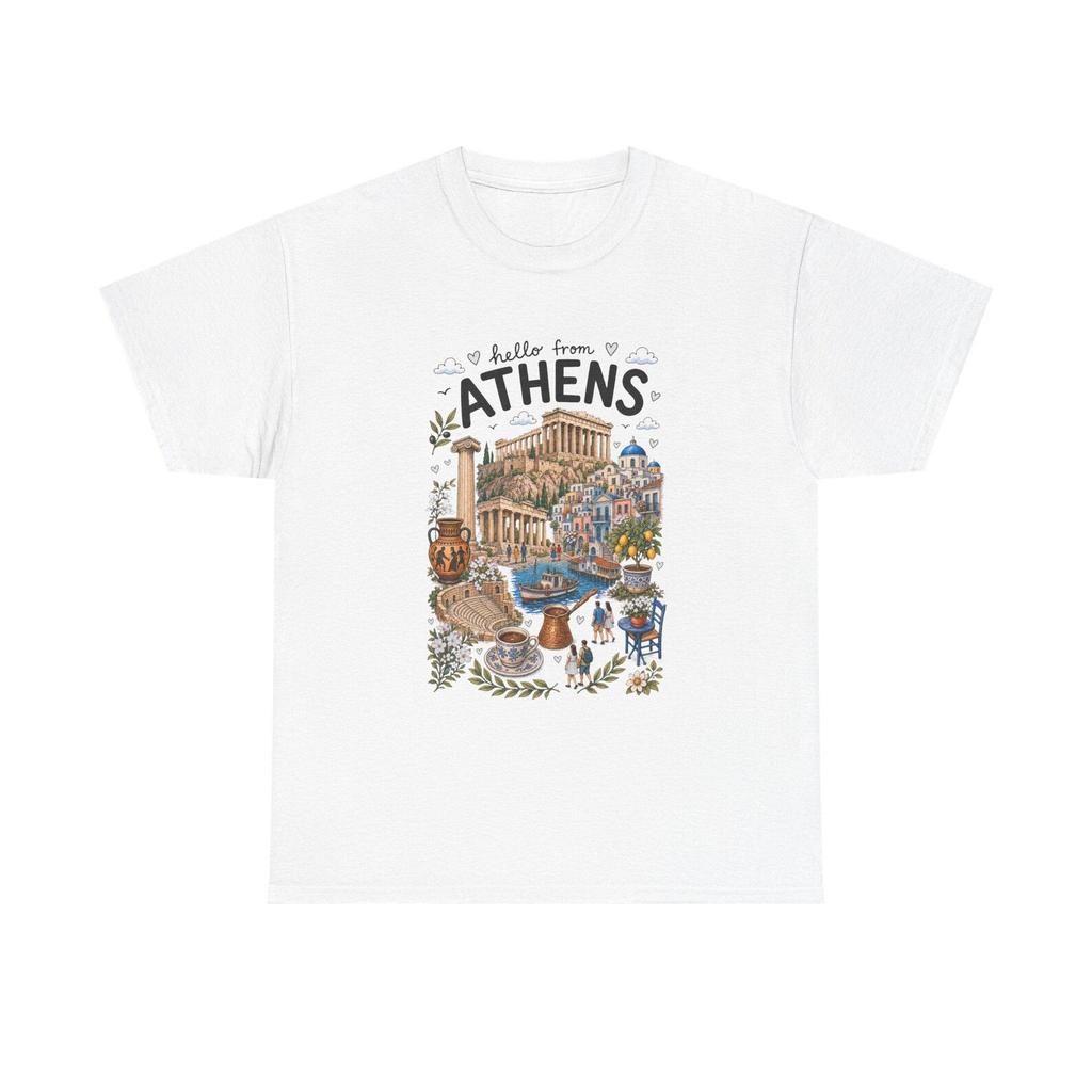 Athens Travel Shirt, Greece Doodle Tee, City Souvenir Graphic T-Shirt
