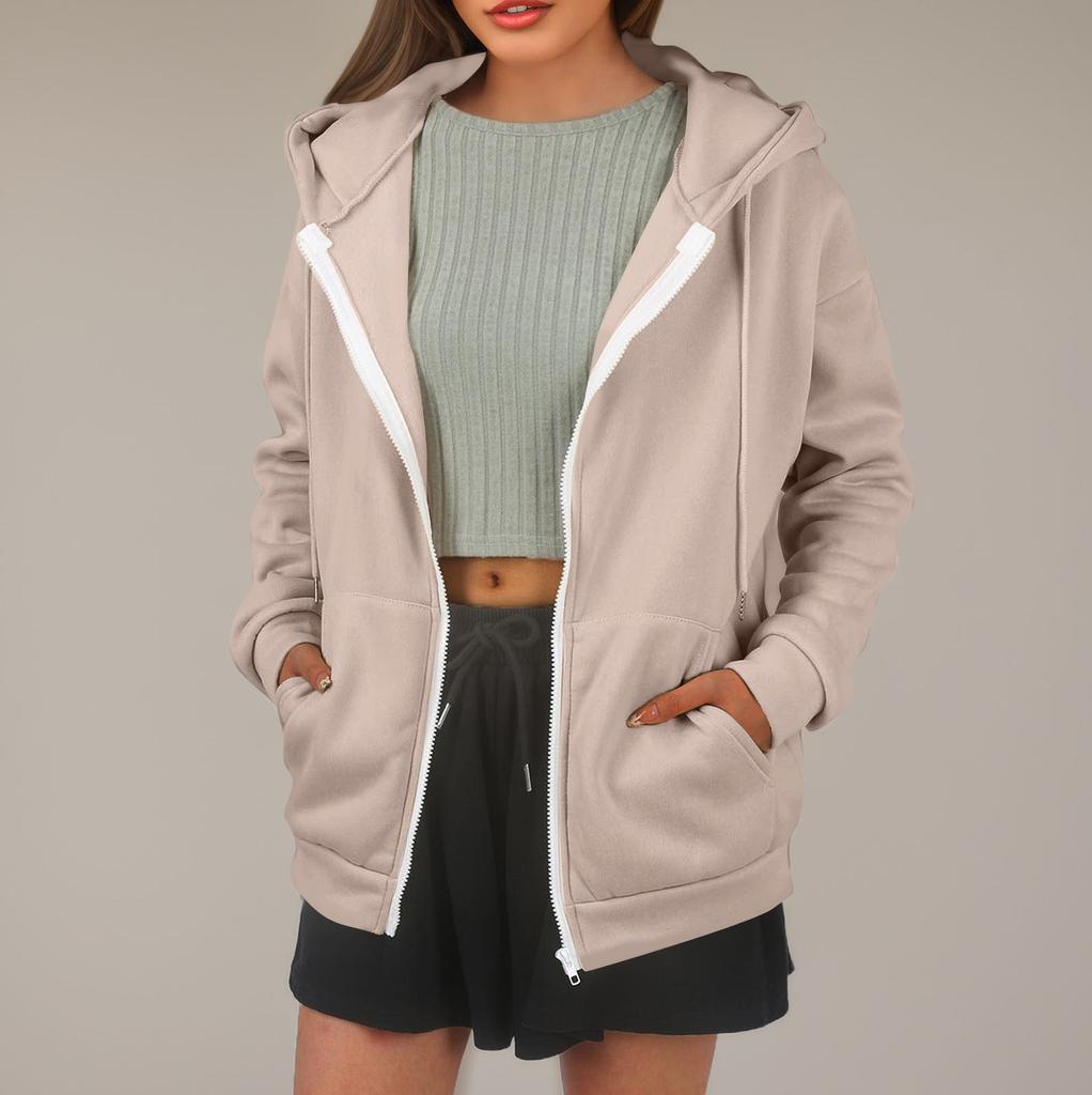 Женская толстовка с капюшоном, однотонная, с длинными рукавами, свободная спортивная куртка с капюшоном
