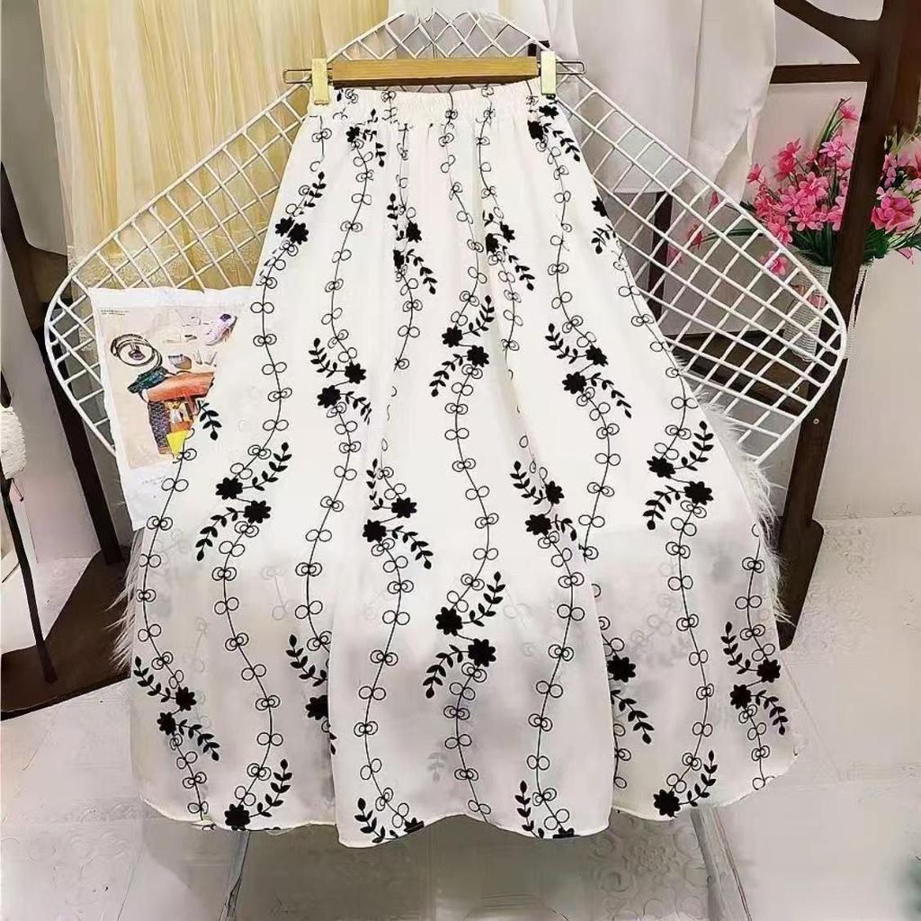 Французская Цветочная Юбка Большого Размера А-силуэта – Эластичный Пояс, Универсальная, Свободно ниспадающая, Лесной Стиль для Весны/Осени.