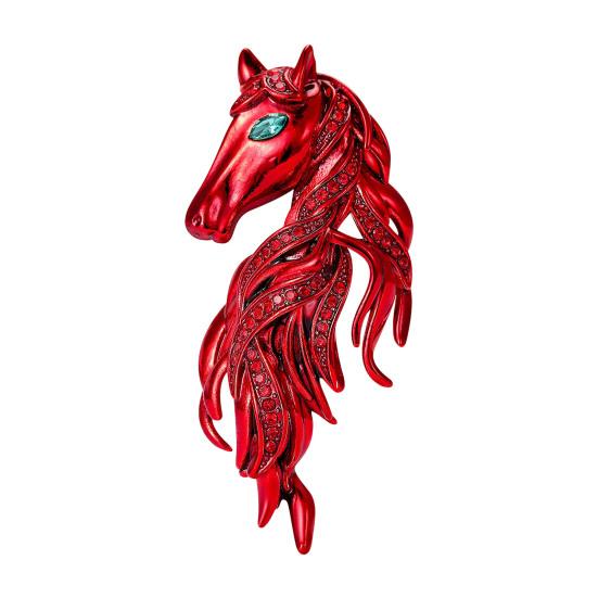 Horse Brooch Sparkling Rhinestones Inlaid Enamel Brooch Pin Clothes Hats Bags Badge Fashionable Accessory