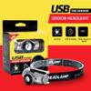 Mini Rechargeable Powerful Sensor Headlamp USB Head Flashlight Headlights LED Head Light Camping Search Light