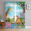 Cartoon African Wild Animal Sheer Window Curtains For Living Room Bedroom Modern Voile Tulle Curtains Fabric Drapes For Kitchen