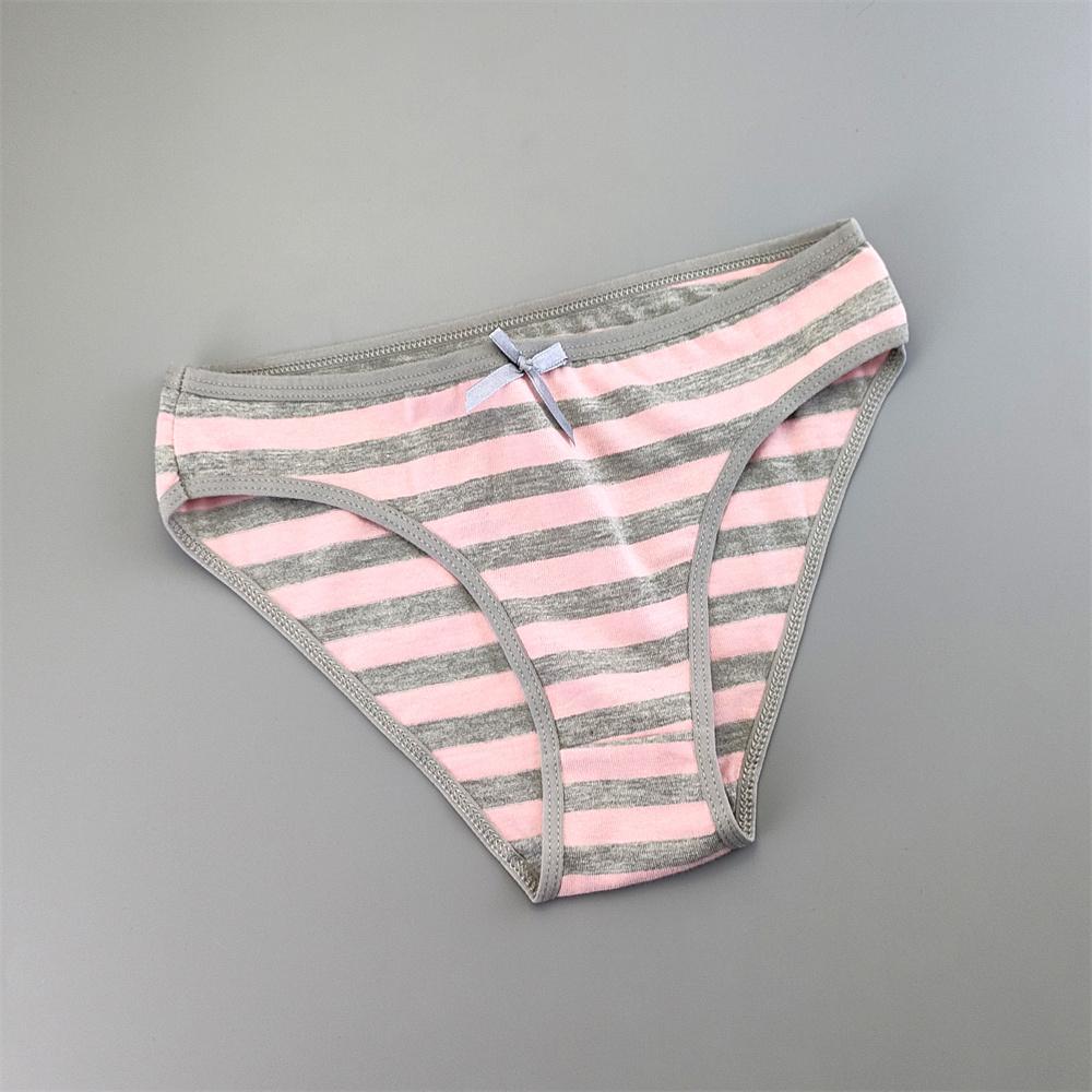 6PCS Women Cute Sexy Stripe Cotton Underwear Panties Bow Bikini Brief Lovely Girls Cotton Lingerie M/L/XL