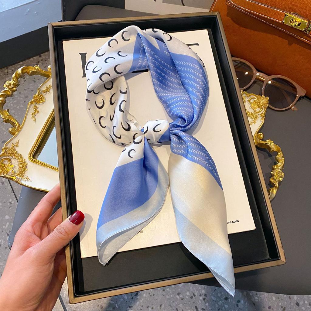 Small Silk Scarf Women'S Versatile High-End Decorative Square Scarf Professional Small Scarf Simulation Silk Korean Version Streamer Bag
