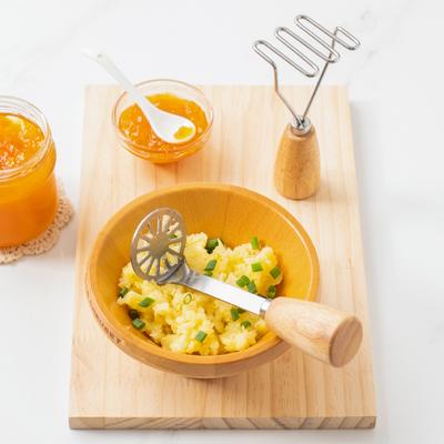 Вертикальная деревянная ручка Нержавеющая сталь Пресс для картофеля Пресс для картофеля Ручная толкушка