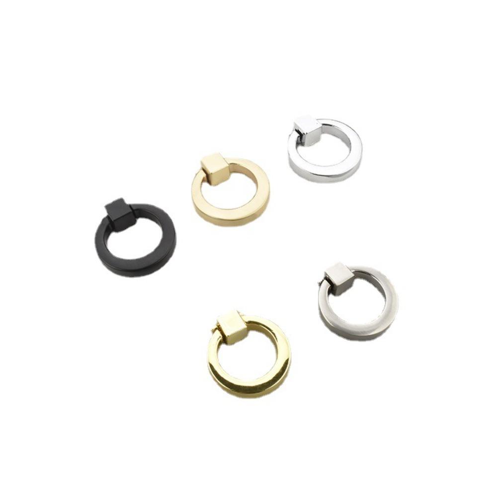 4pcs Drawer shoe cabinet hanging ring zinc alloy handle black gold minimalist wardrobe door handle single-hole circular handle