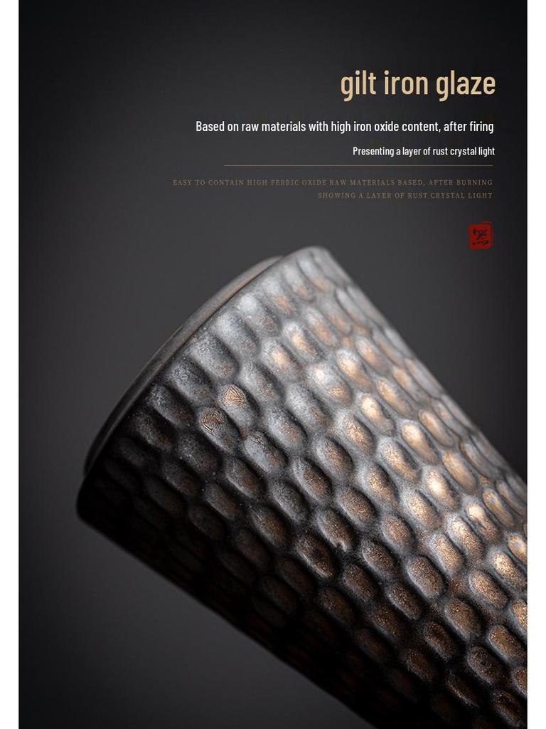 Gilt Zen Retro Pottery Vase for Dried Flower Arrangements - Small Ceramic Ornament