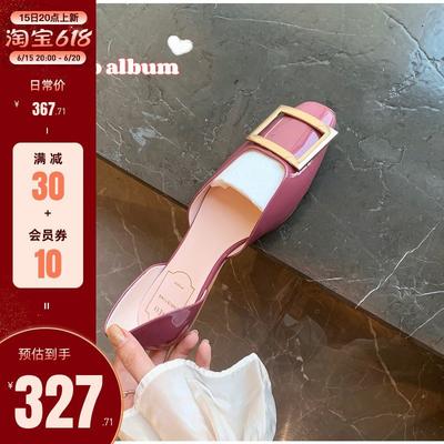 Туфли квадратный носок квадратная пряжка кожаные ажурные одинарные туфли женские балетки темпераментные для работы весна