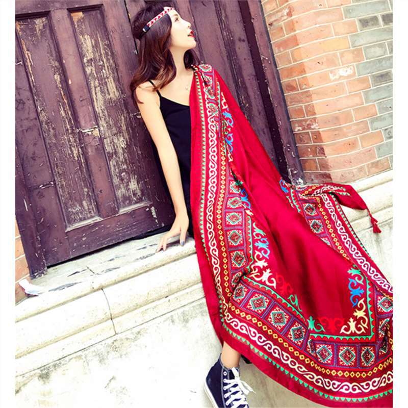 Thickened Women'S Travel Photography Shawl, Women'S Ethnic Style Scarf, Dual-Use Air-Conditioned Room Cloak