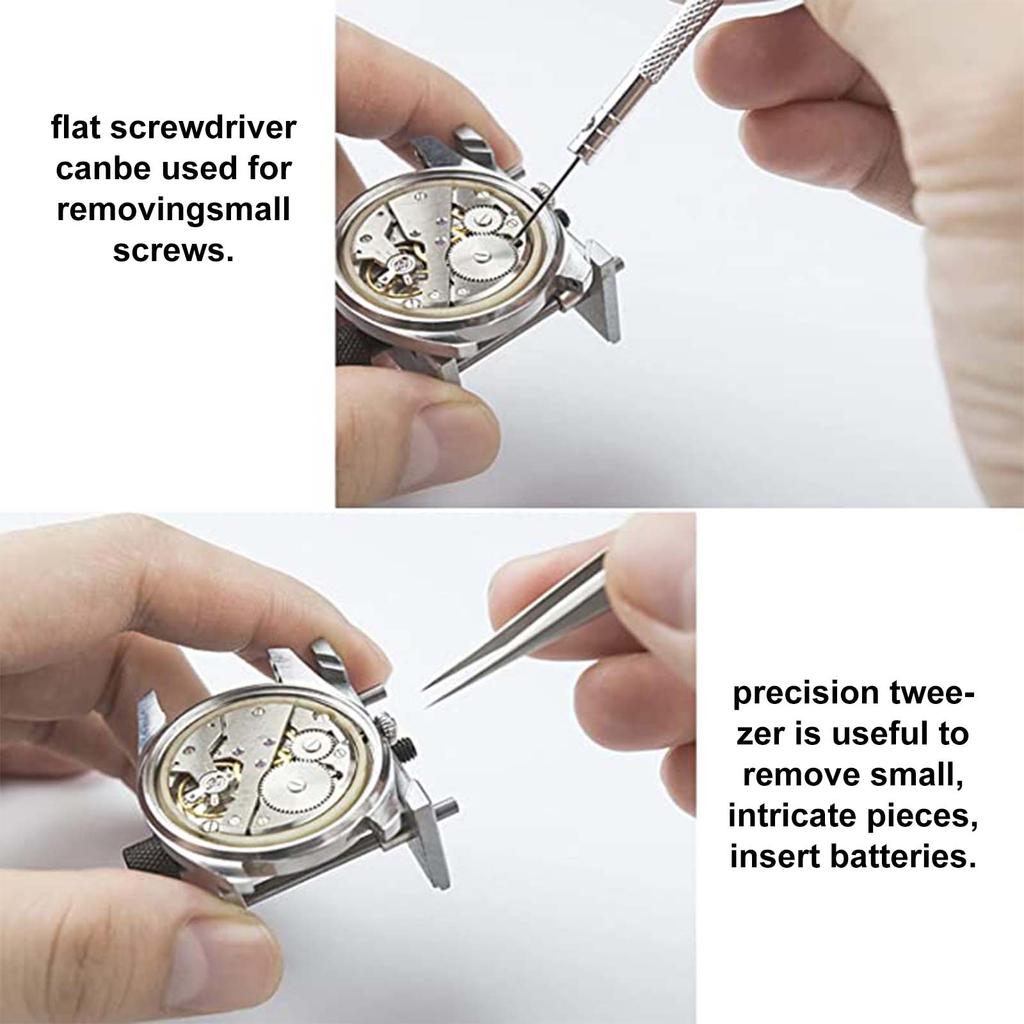 Watch Band Strap Link Pins Remover Repair Tool,16 In 1 Kit for Watchmakers with Pin Pushers Tweezer and Hammer