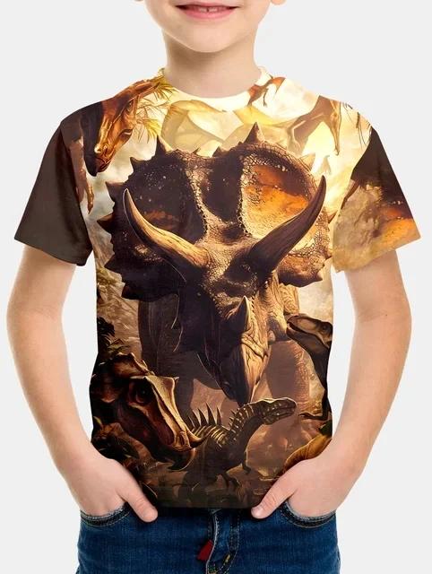 Kids Boys T-shirt Cool Jurassic World Dinosaur T Shirt Boy Clothes Summer Short Sleeve Tee Shirts Children Clothing Girls Tops