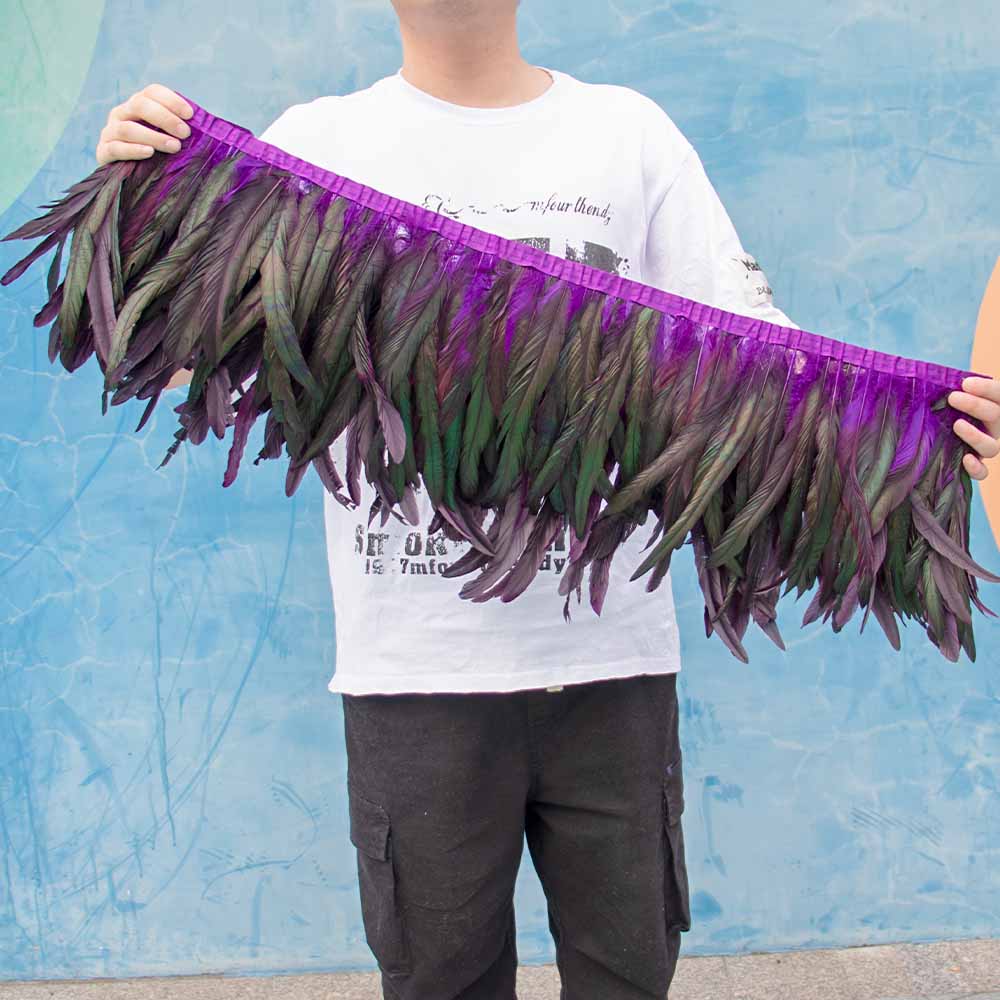 1 метр Натуральная красная петушиная хакл перьевая отделка бахрома 10-12 дюймов Свадебный карнавал украшение для вечеринки DIY одежда для шитья поделки