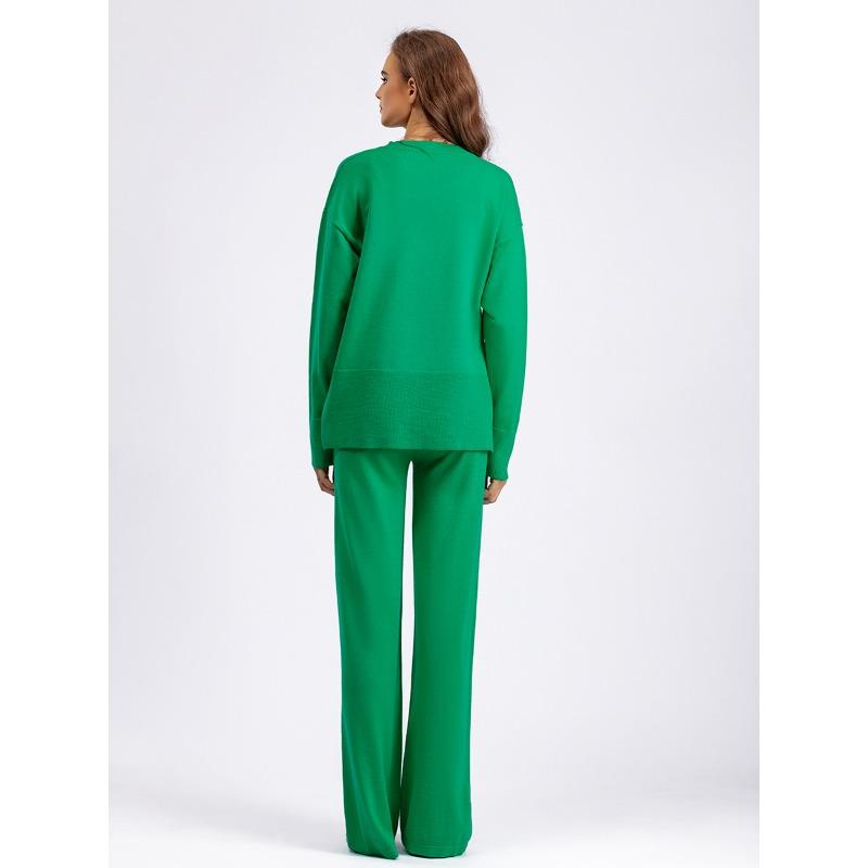 Autumn and Winter Women's Sweater Set Fashion Loose Casual Long-sleeved Sweater Pants Two-piece Set