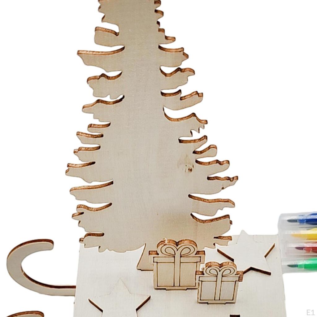 Wooden Sled Unfinished Cutouts Blank Model with 4 Markers DIY Crafts Kit Christmas