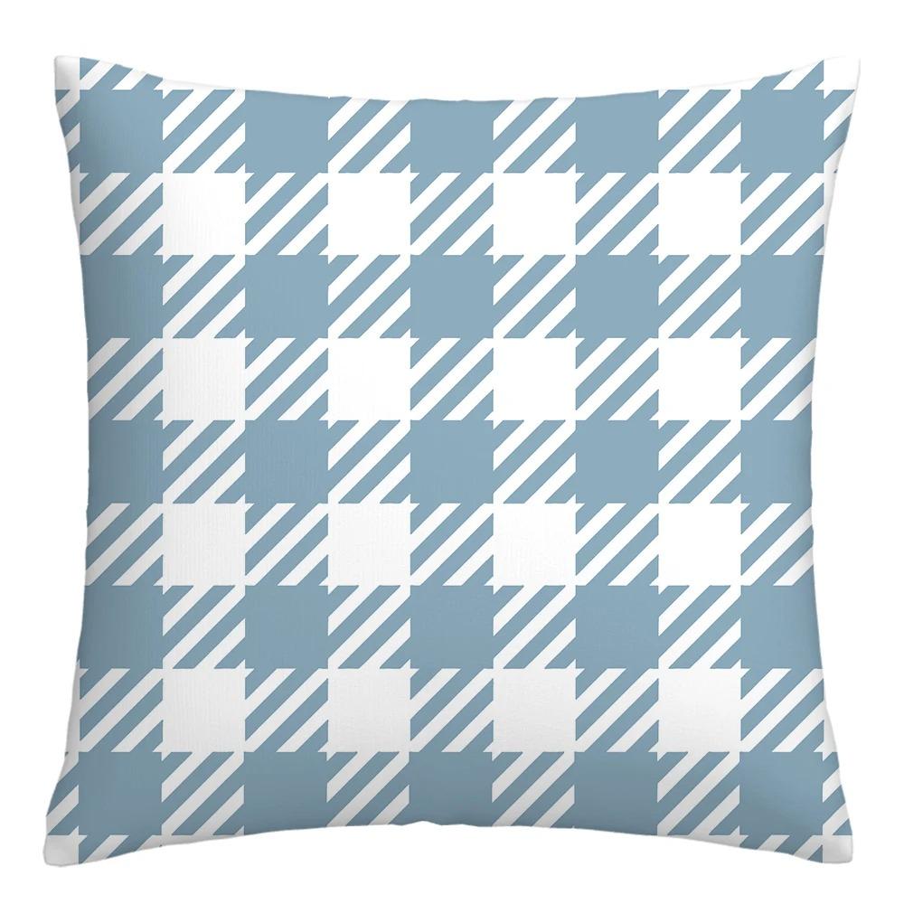 Blue and White Geometric Decorative Pillowcase Living Room Office Home Pillowcase Car Ornaments