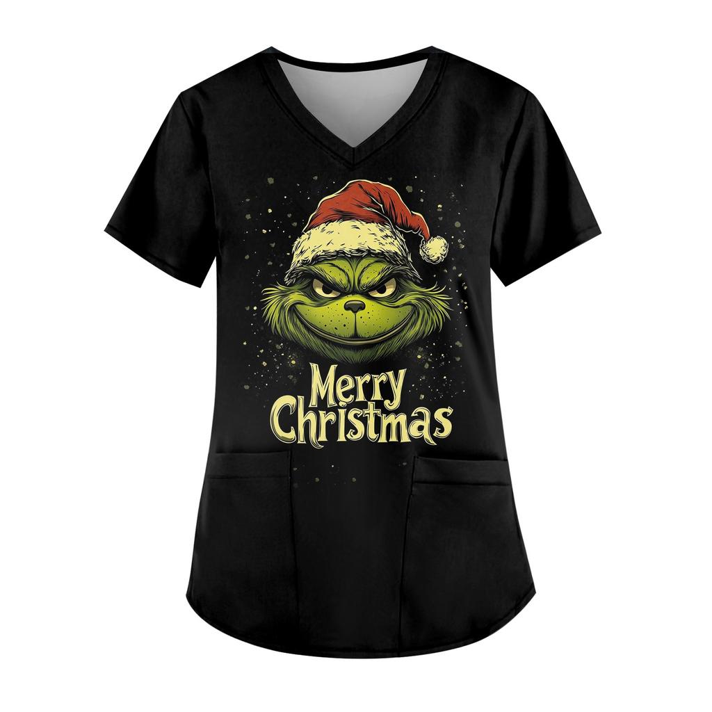 Women's V-neck Fashion Casual Printed Tops And Protective Workwear