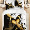 Набор пододеяльников с золотыми бабочками, 3 предмета, черно-белый, дышащий полиэстер, всесезонный, цифровая печать, пододеяльник для кровати