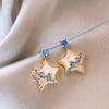Blue Diamond-encrusted Star Stud Earrings 2025 New Niche Summer Temperament Earrings Light Luxury High-end Earrings