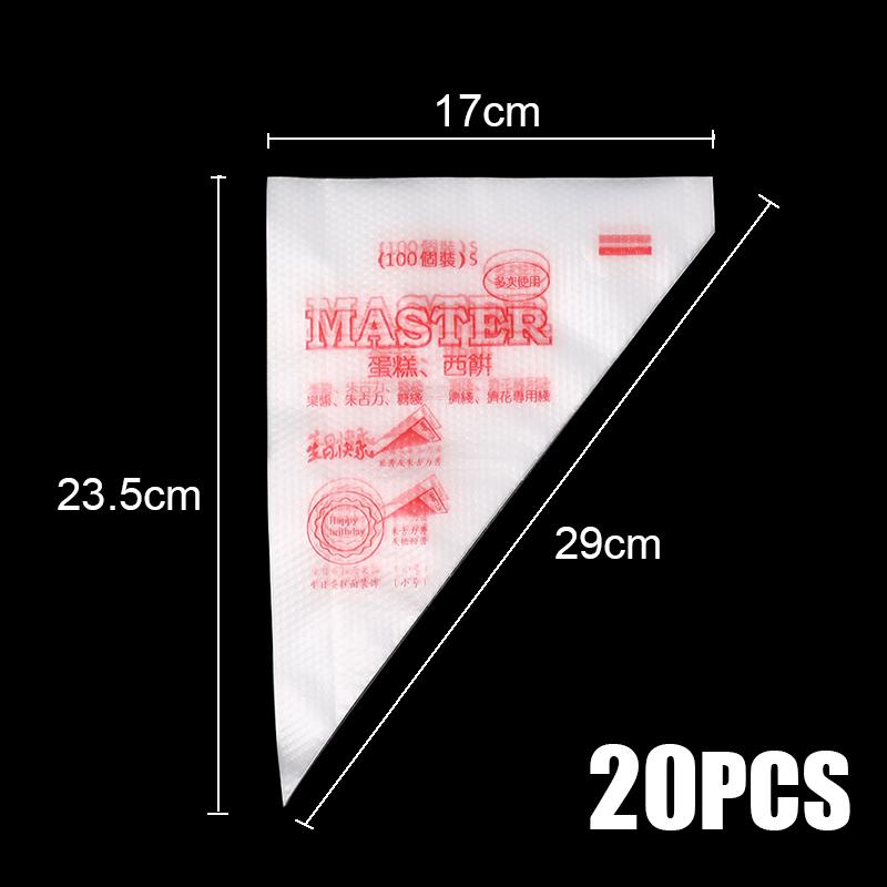 20pcs Disposable Pastry Bags S/M/L Baking Piping Bag for Cake Cream Dessert Design Decor Tip Nozzle Bag Tool Kitchen Accessories