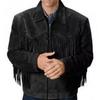 Fringed Motorcycle Leather Designer Suede Lambskin Black Handmade Jacket Men