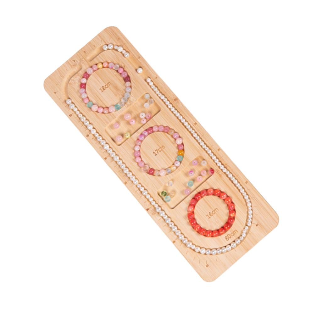 Convenient Wood Board Plate Beading Tray Jewelry Beading Board Craft Bracelet Stand Store Display Plate for Table