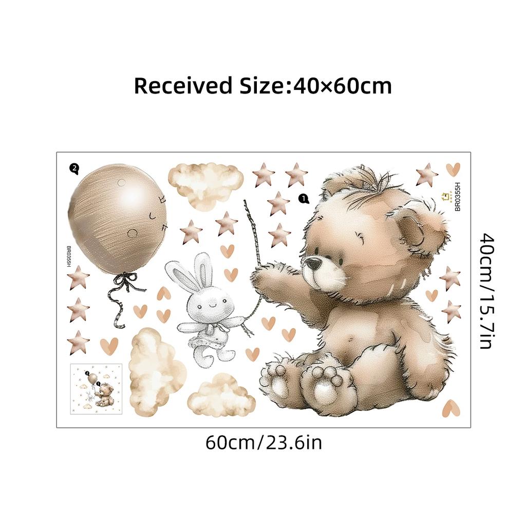 1Pc Star Bear Balloon Furniture Wall Stickers For Baby Room Decor Kids Room Bedroom Decoration Wall Art Living Room Wall Decals