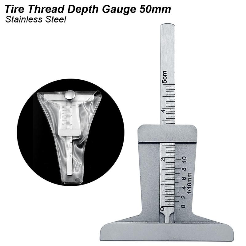 Tire Depth Meter Gauge Tyre Thread Caliper Checker Ruler Gage Groove Measure Tool Stainless Steel Auto Car Truck Depthometer