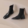 Krazing Pot Зимние ботинки челси из коровьей кожи с квадратным носком и средним каблуком, женские трикотажные без шнуровки, эластичные ботильоны