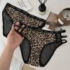 Teenage Leopard Print Sexy Briefs Ice Silk Underwear Summer Thin Cut Hollow Out Seamless Low Waist Triangle Panties