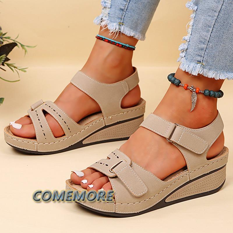 Женские босоножки на мягкой платформе с танкеткой, летняя обувь Sandalias Mujer, элегантная повседневная обувь для женщин 2024 года, большой размер 43