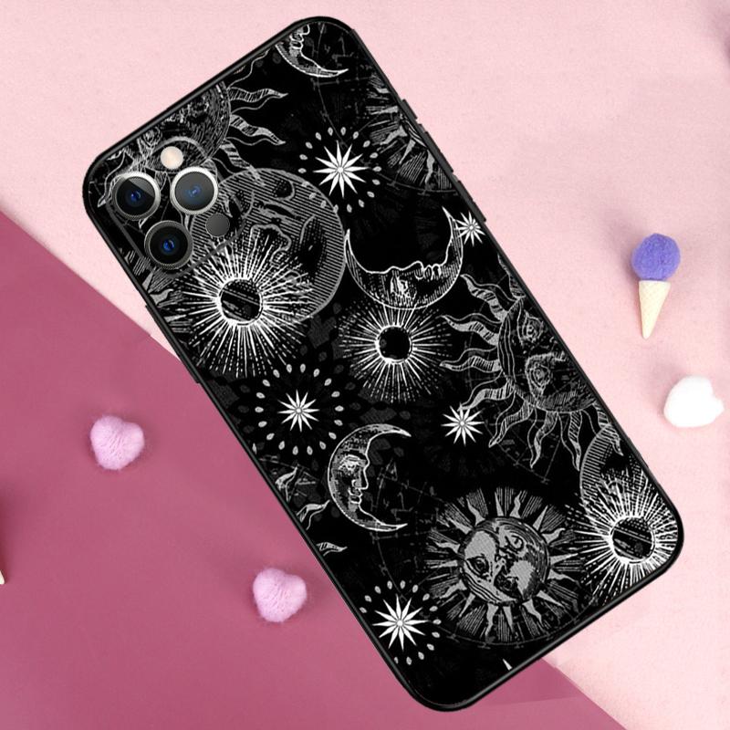 Чехол для телефона «Полумесяц и Солнце» для iPhone 17 Pro Max 11 14 15 16 Pro Max Plus 12 13 Mini 16e 17 Air Задняя крышка