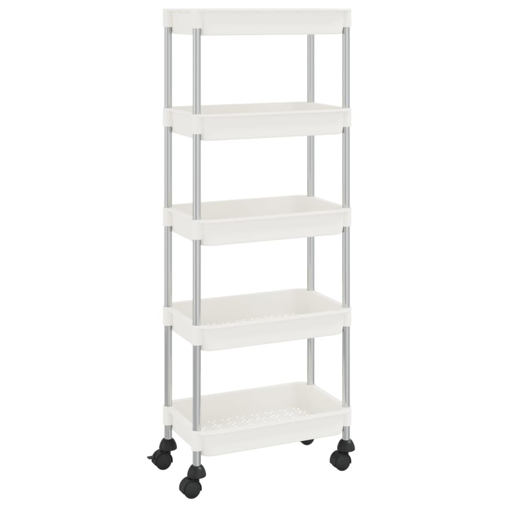 Kitchen Trolley 5 Tier White 42 x 29 x 128 cm Iron and ABS